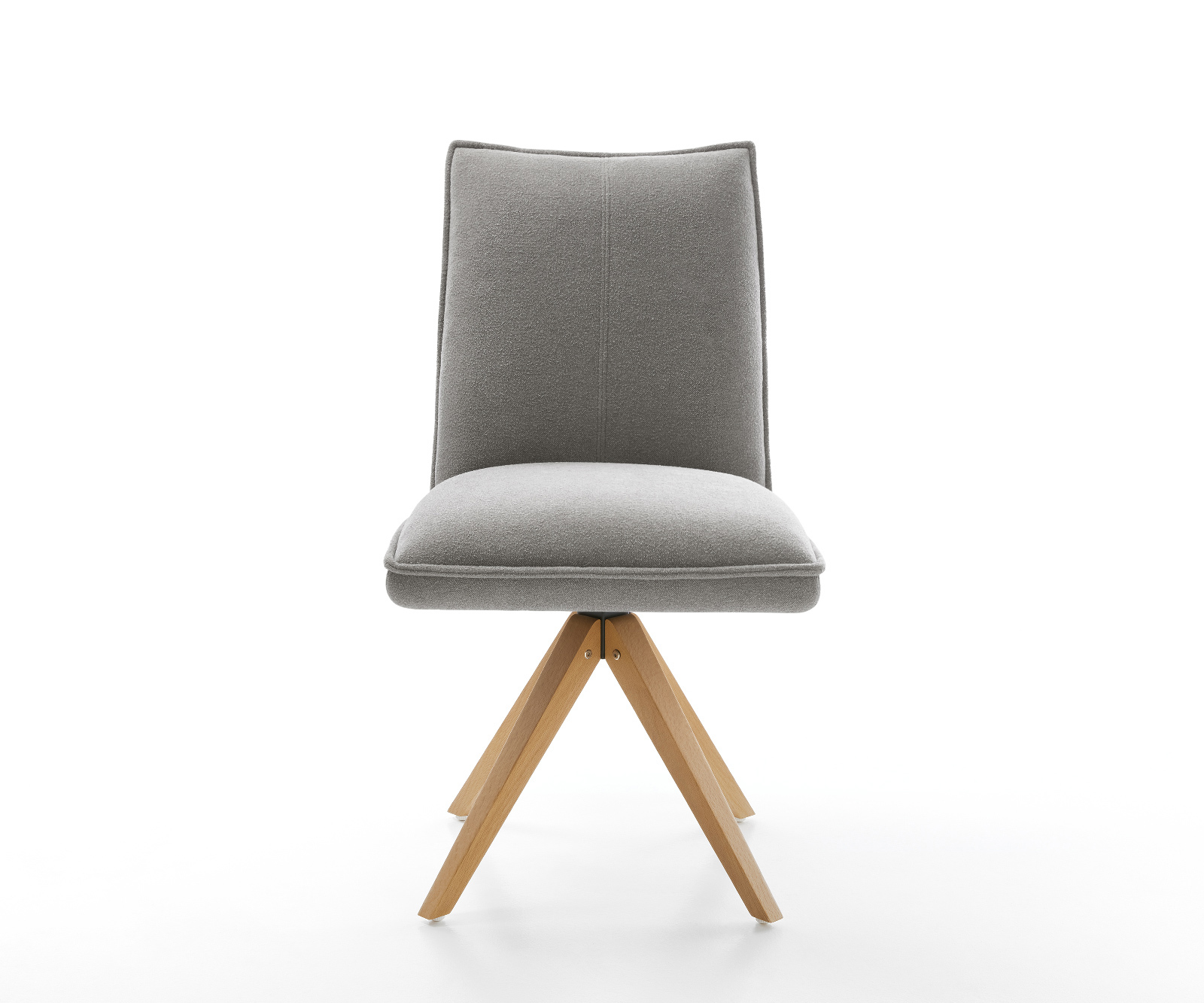 Jídelní židle Lelio-Flex strukturovaná látka Měkký šedá dřevěná podnož hranatá přírodní 180° otočný taštičkové pružiny - Obrázek 2
