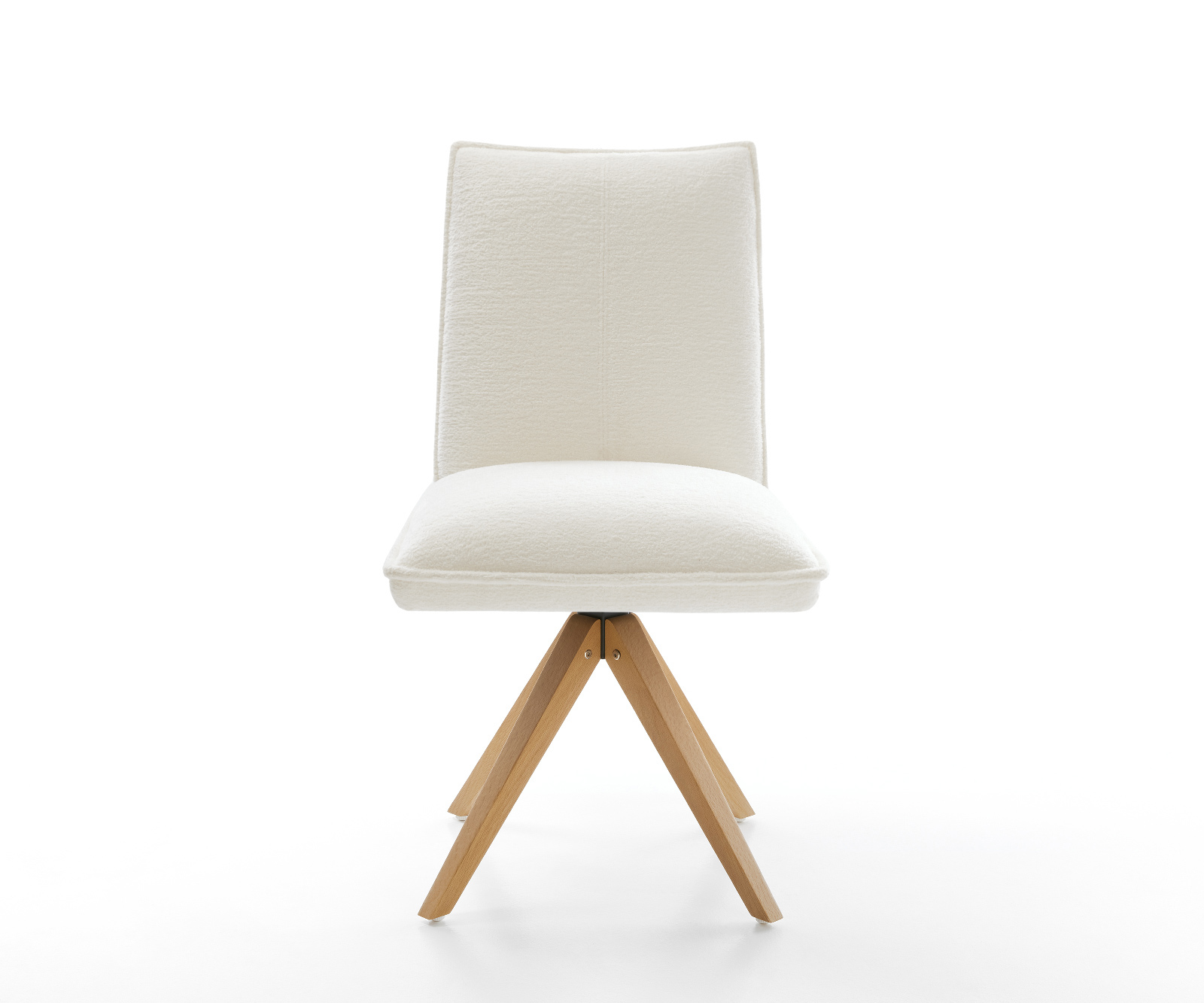 Jídelní židle Lelio-Flex bouclé měkký béžová dřevěná podnož hranatý přírodní 180° otočný taštičkové pružiny - Obrázek 2