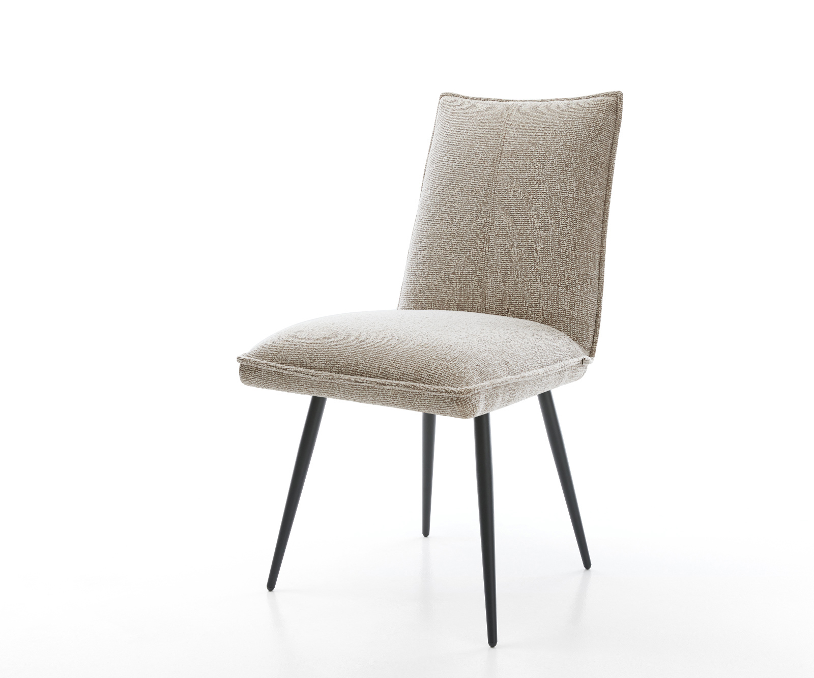 Jídelní židle Lelio-Flex látka Měkký béžová 4-nohá zúžená černá taštičkové pružiny