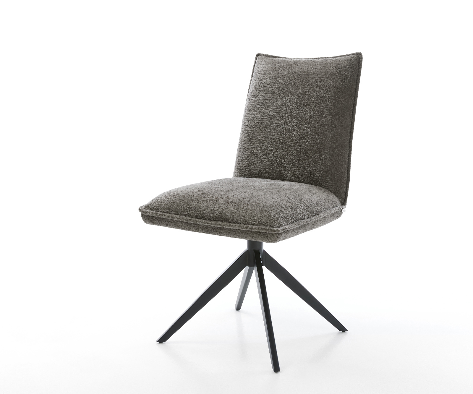 Jídelní židle Lelio-Flex bouclé měkký tmavě béžová křížová podnož široká černá 360° otočný houpací funkce taštičkové pružiny