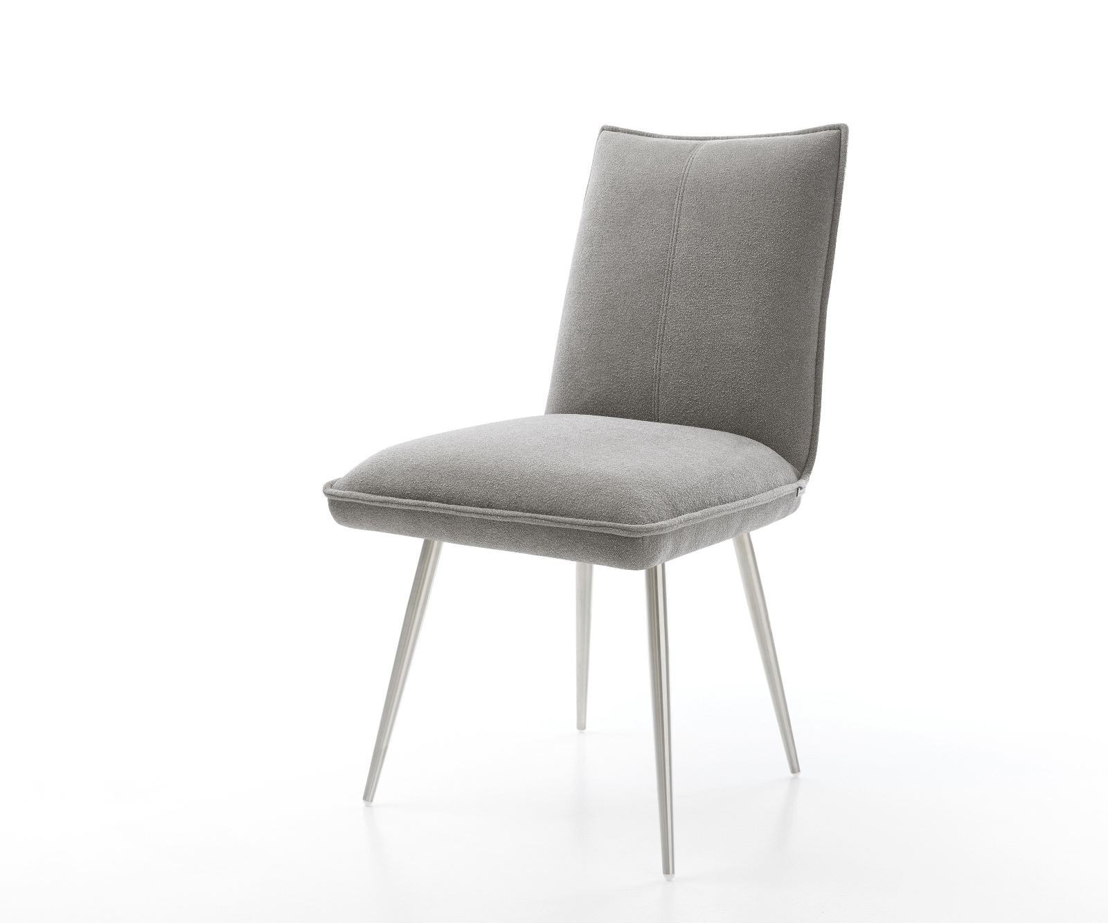Jídelní židle Lelio-Flex strukturovaná látka Měkký šedá 4-nohá zúžená nerezová ocel taštičkové pružiny