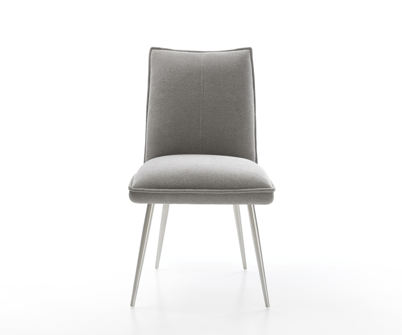 Jídelní židle Lelio-Flex strukturovaná látka Měkký šedá 4-nohá zúžená nerezová ocel taštičkové pružiny - Obrázek 2
