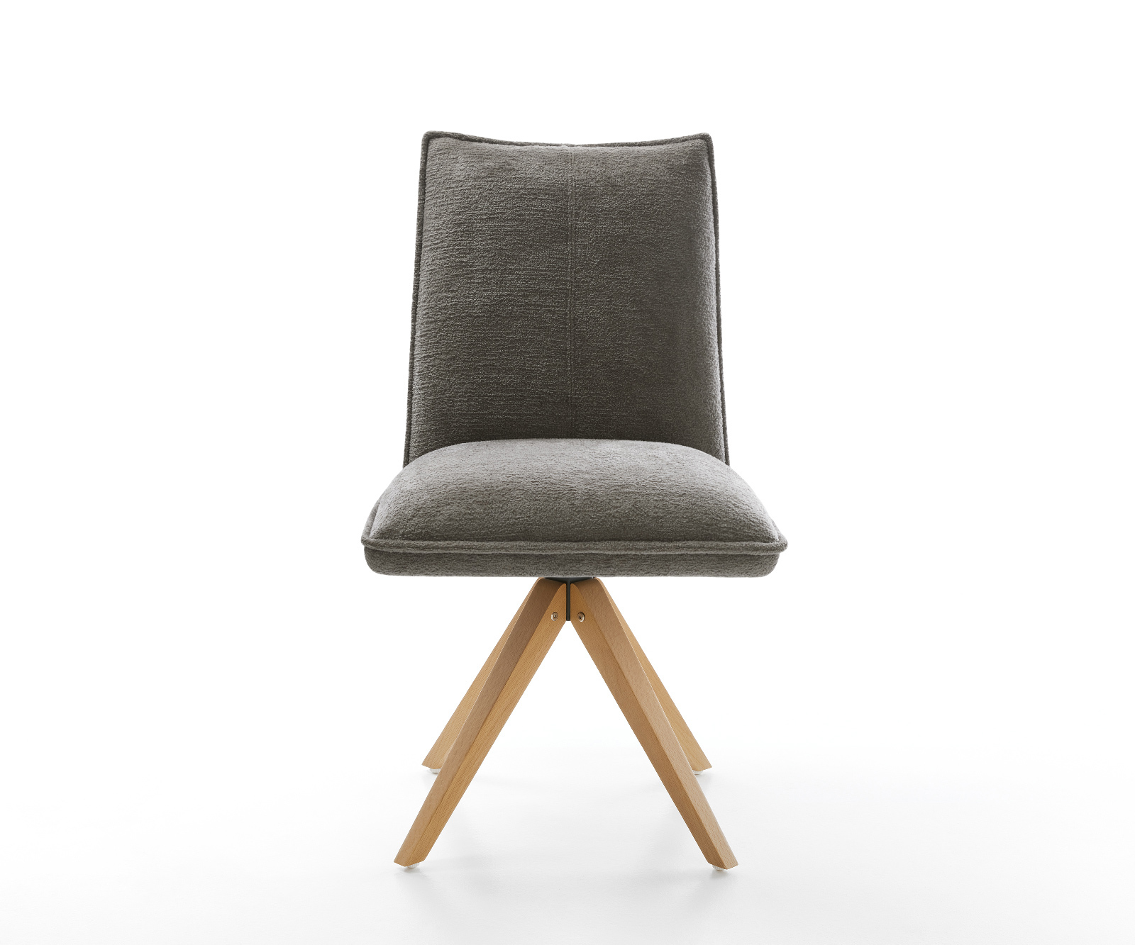 Jídelní židle Lelio-Flex bouclé měkký tmavě béžová dřevěná podnož hranatý přírodní 180° otočný taštičkové pružiny - Obrázek 2