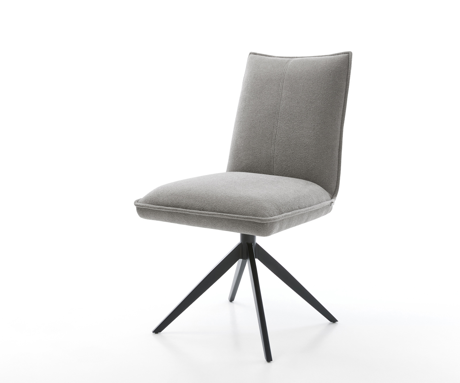 Jídelní židle Lelio-Flex strukturovaná látka Měkký šedá křížová podnož široká černá 360° otočný houpací funkce taštičkové pružiny