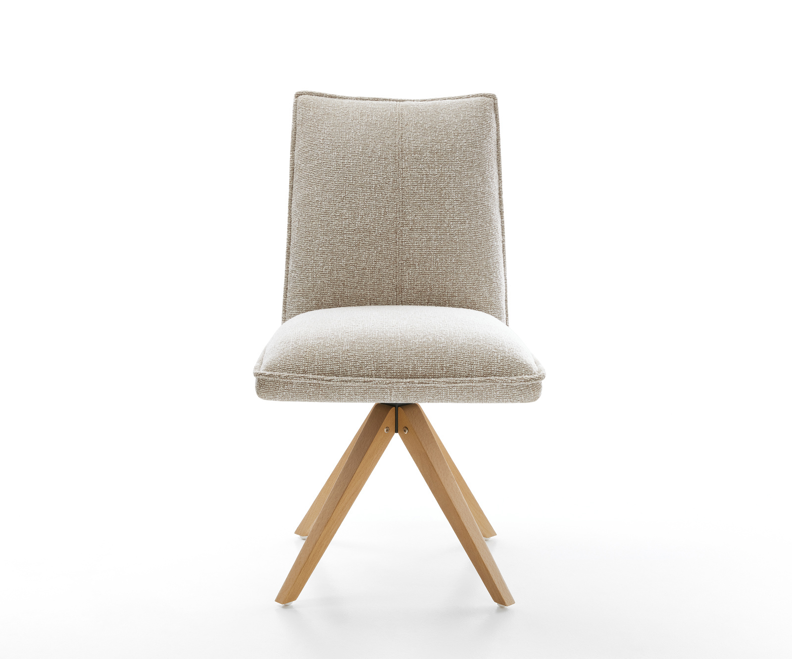 Jídelní židle Lelio-Flex tkanina Měkký béžová dřevěná podnož hranatý přírodní 180° otočný taštičkové pružiny - Obrázek 2
