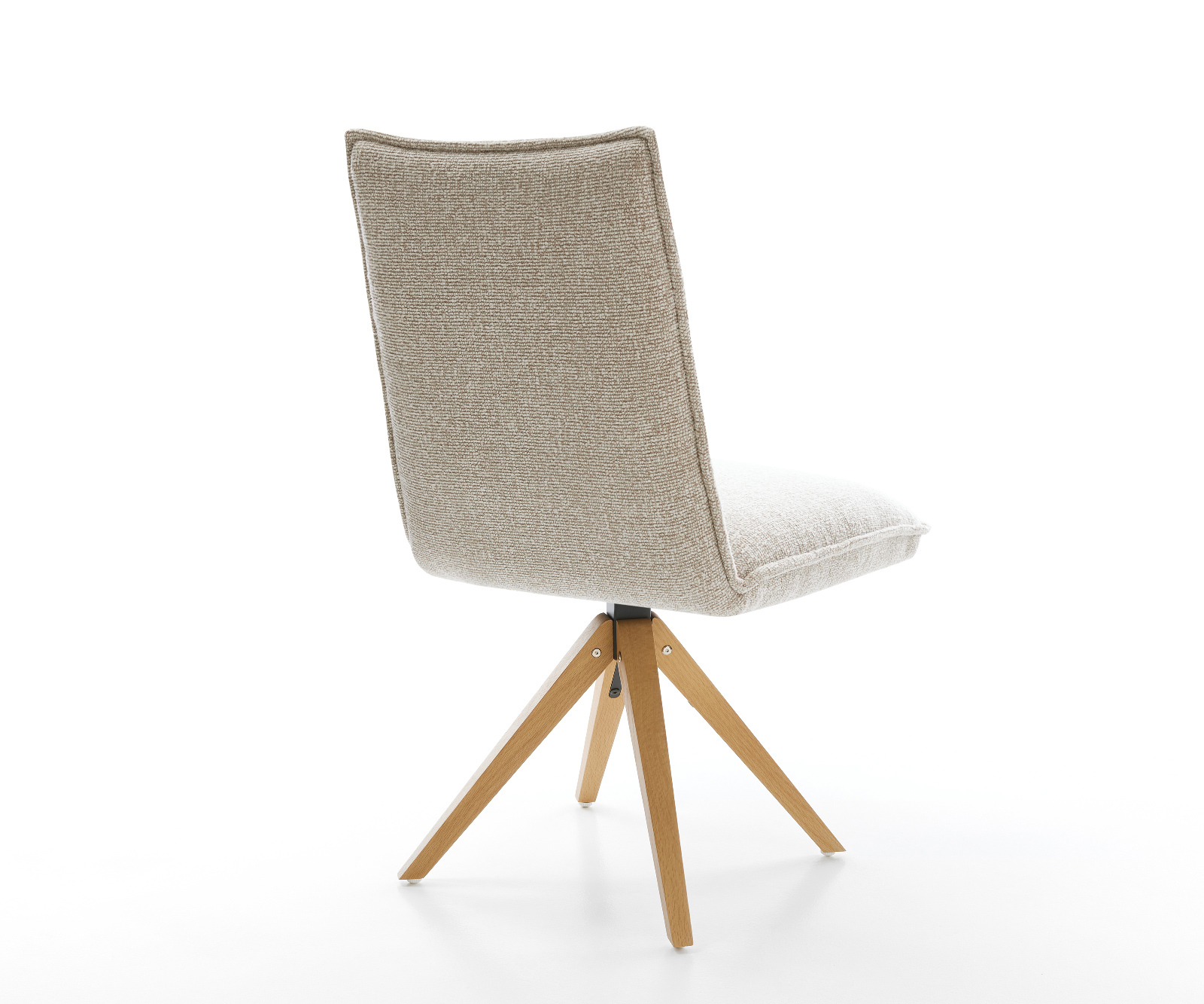 Jídelní židle Lelio-Flex tkanina Měkký béžová dřevěná podnož hranatý přírodní 180° otočný taštičkové pružiny - Obrázek 5