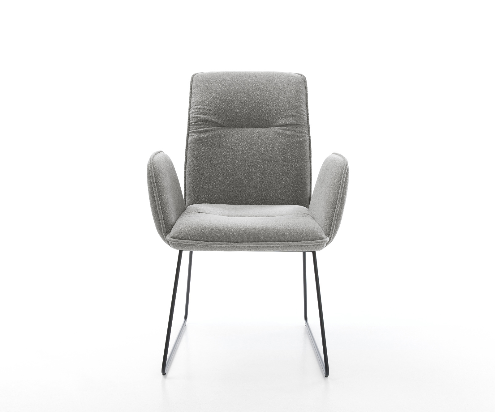 Jídelní židle Vinja-Flex strukturovaná látka Měkký šedá tenká podnož černá - Obrázek 2