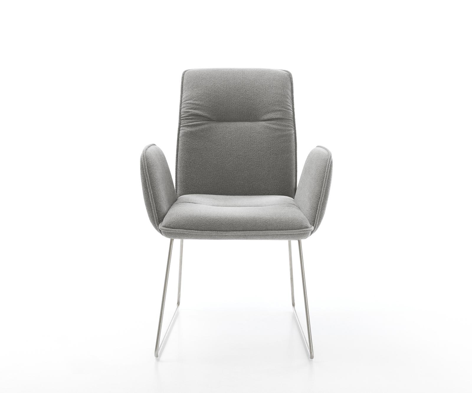 Jídelní židle Vinja-Flex látka Měkký šedá tenká podnož nerezová ocel - Obrázek 2