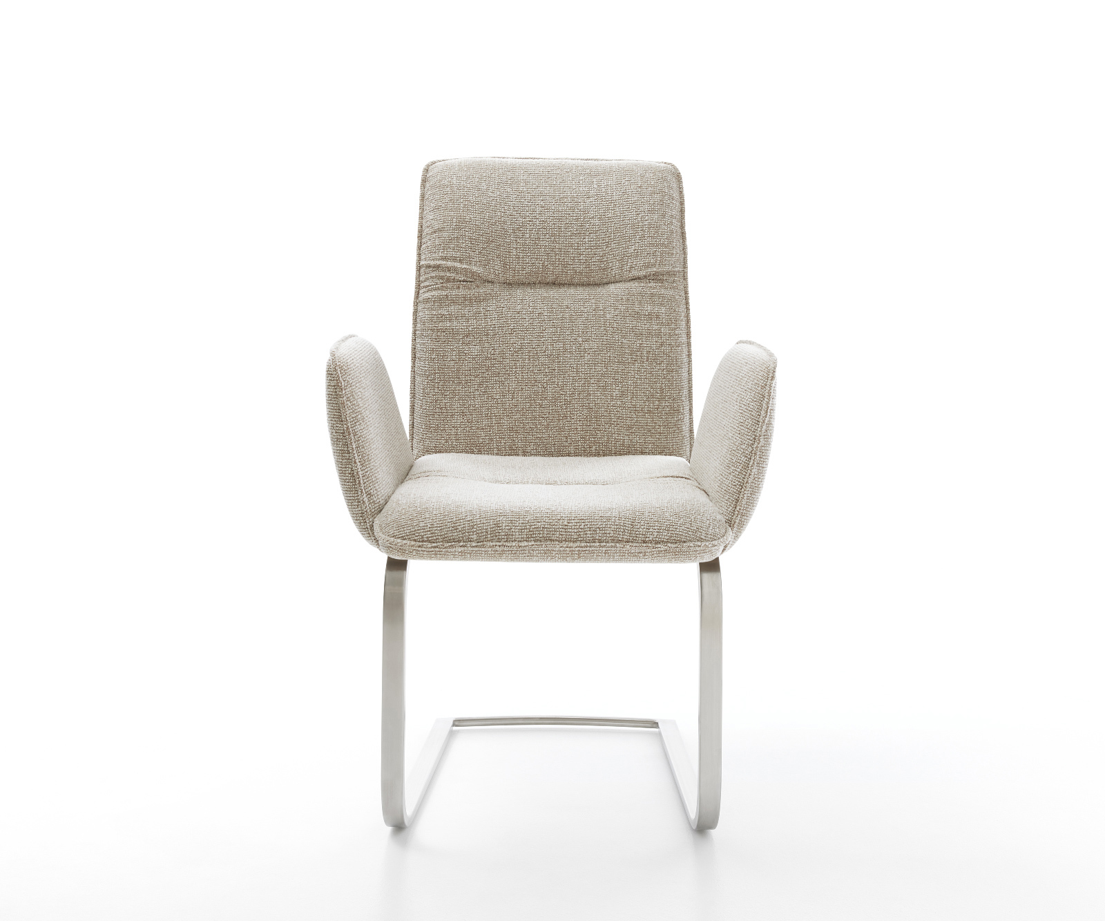 Jídelní židle Vinja-Flex tkanina Měkký béžová jídelní židle plochý nerezová ocel - Obrázek 2