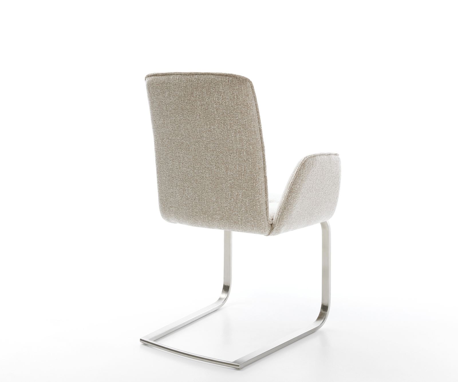 Jídelní židle Vinja-Flex tkanina Měkký béžová jídelní židle plochý nerezová ocel - Obrázek 5