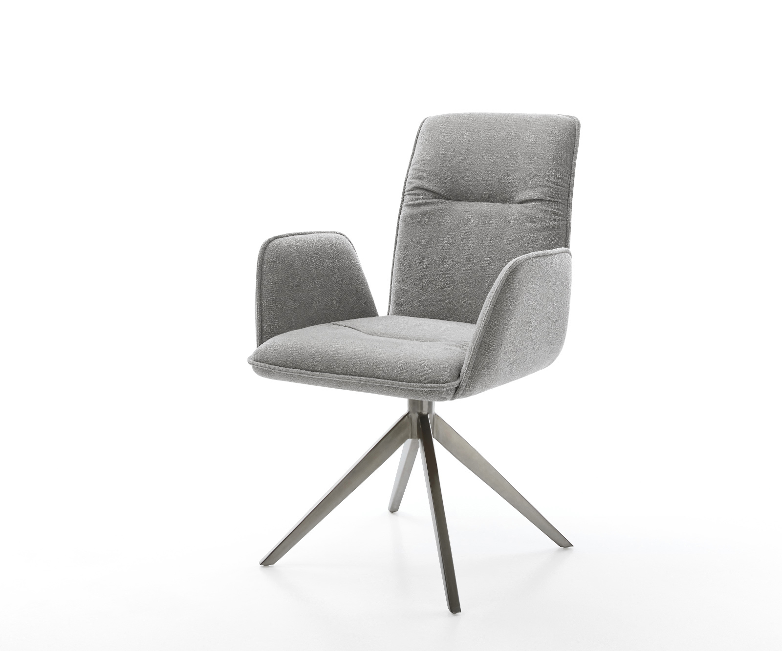 Jídelní židle Vinja-Flex látka Měkký šedá křížová podnož široká grafitová 360° otočný houpací funkce