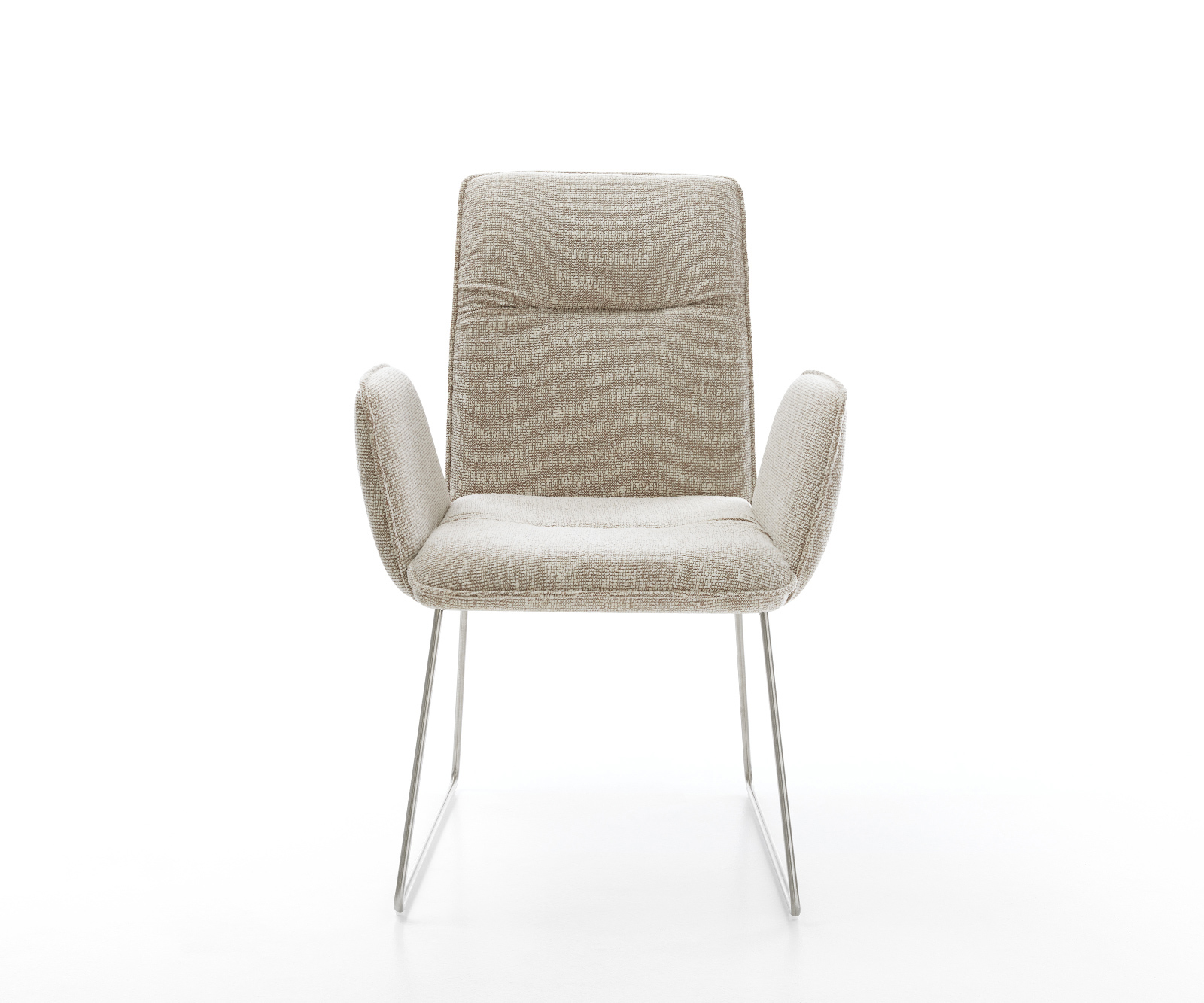 Jídelní židle Vinja-Flex tkanina Měkký béžová tenká podnož nerezová ocel - Obrázek 2