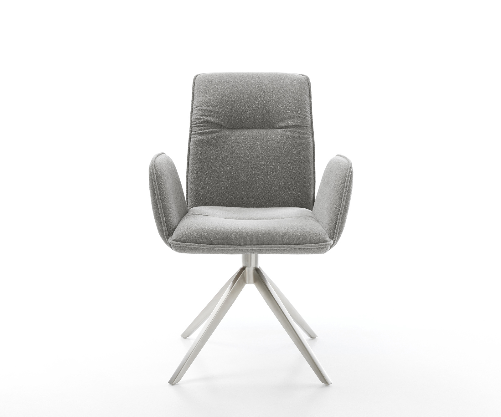 Jídelní židle Vinja-Flex strukturovaná látka Měkký šedá křížová podnož široká nerezová ocel 360° otočný houpací funkce - Obrázek 2