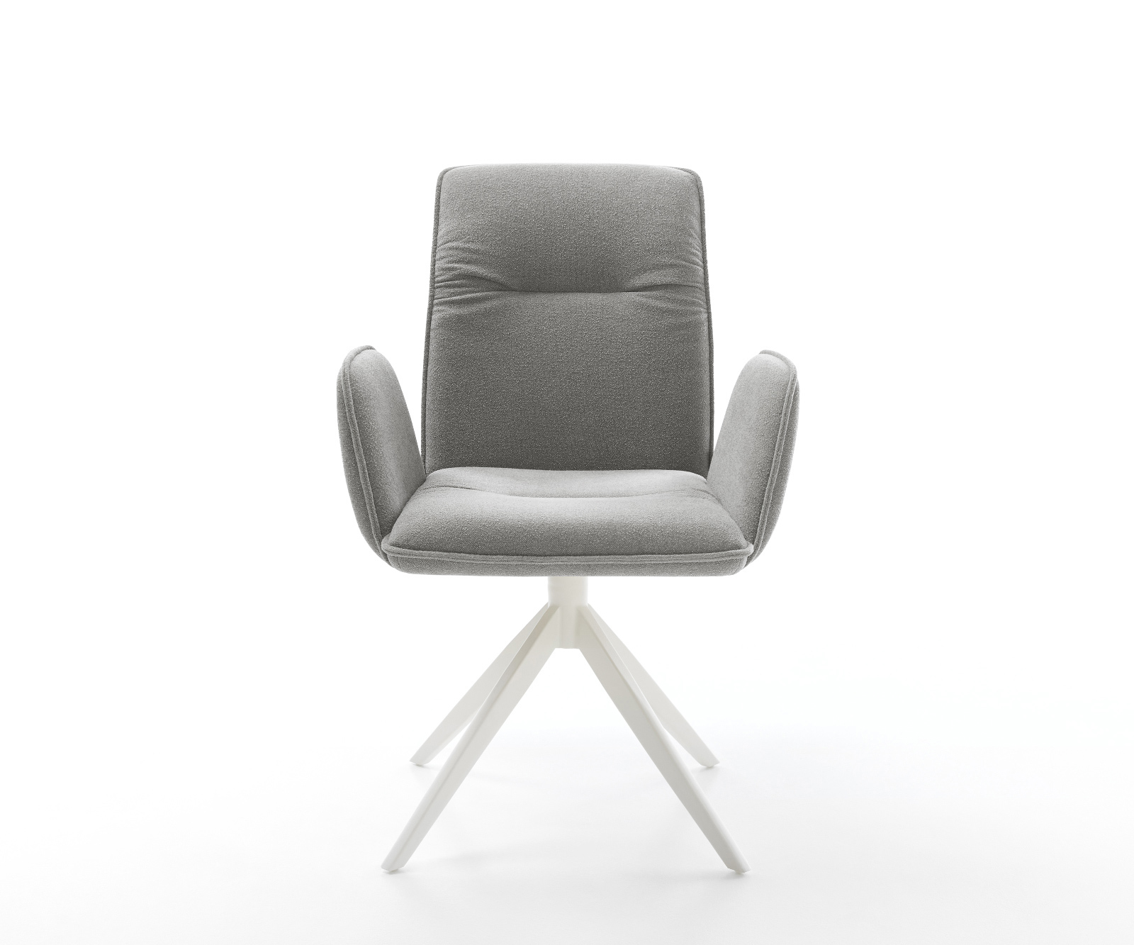 Jídelní židle Vinja-Flex strukturovaná látka Měkký šedá křížová podnož široká bílá 360° otočný houpací funkce - Obrázek 2