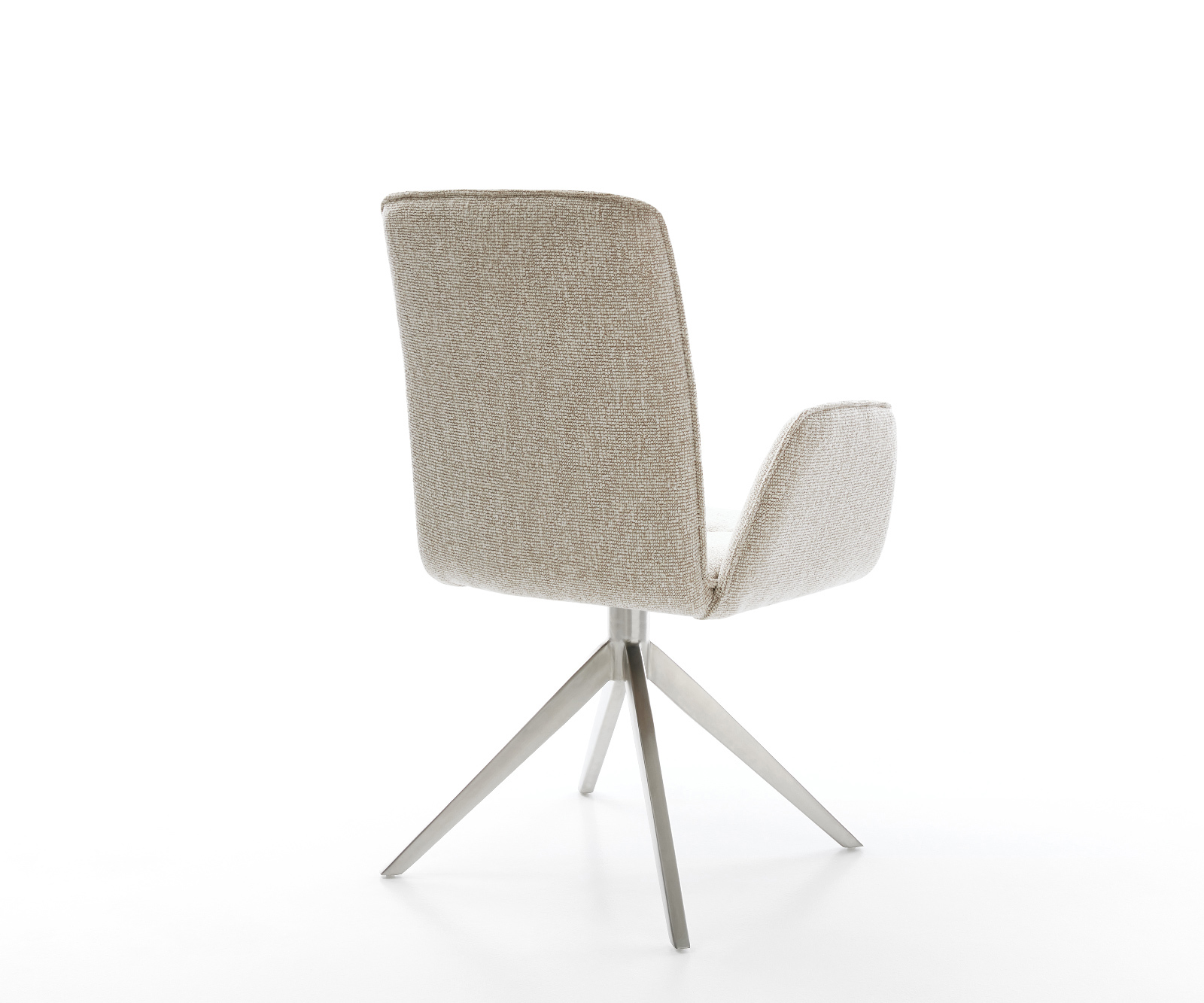 Jídelní židle Vinja-Flex látka Měkký béžová křížová podnož široká nerezová ocel 360° otočný houpací funkce - Obrázek 5