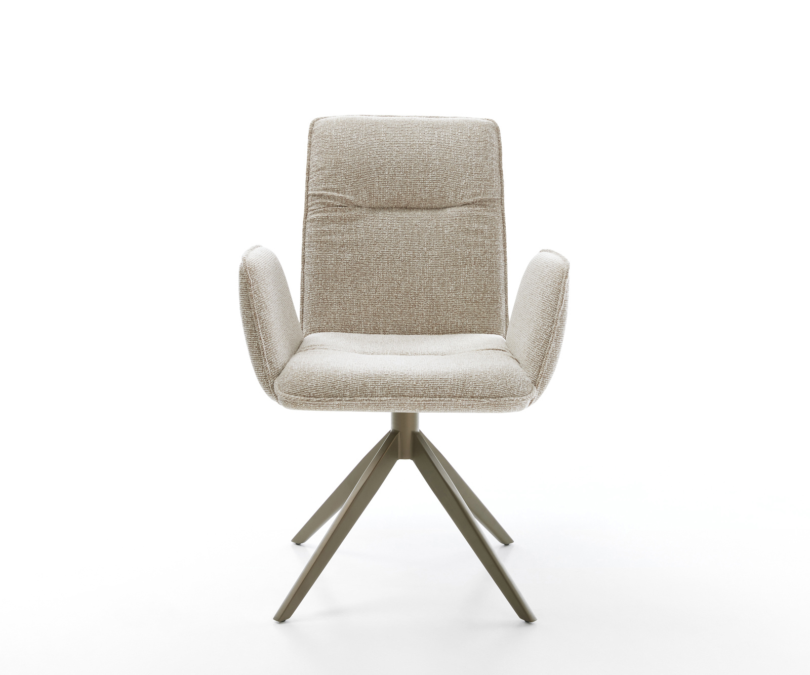 Jídelní židle Vinja-Flex látka Měkký béžová křížová podnož široká Titanová barva 360° otočný houpací funkce - Obrázek 2