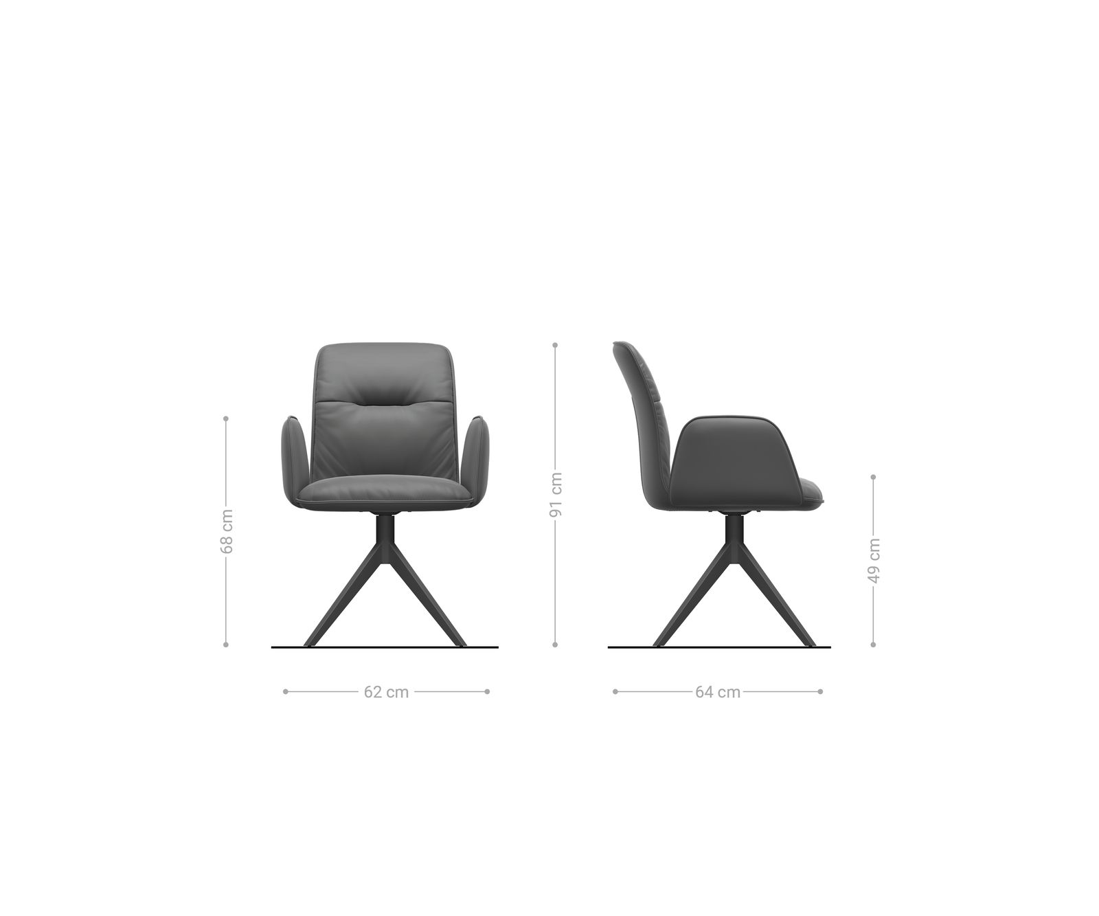 Jídelní židle Vinja-Flex látka Měkký béžová křížová podnož široká černá 360° otočný houpací funkce - Obrázek 6