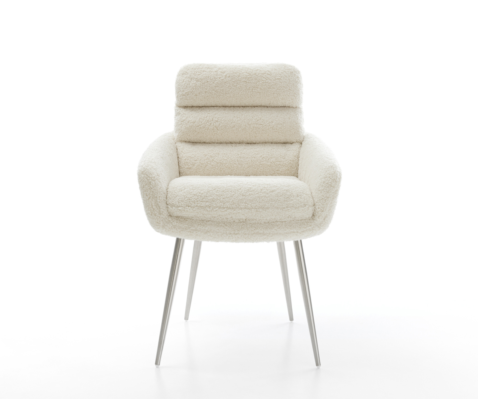 Jídelní židle Abelia-Flex s područkami plyšový manšestr béžová 4-nohá zúžená nerezová ocel - Obrázek 2