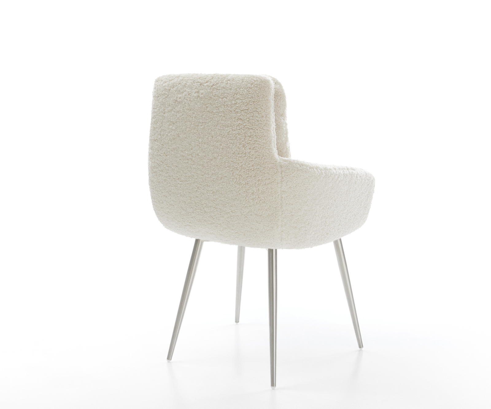 Jídelní židle Abelia-Flex s područkami plyšový manšestr béžová 4-nohá zúžená nerezová ocel - Obrázek 5