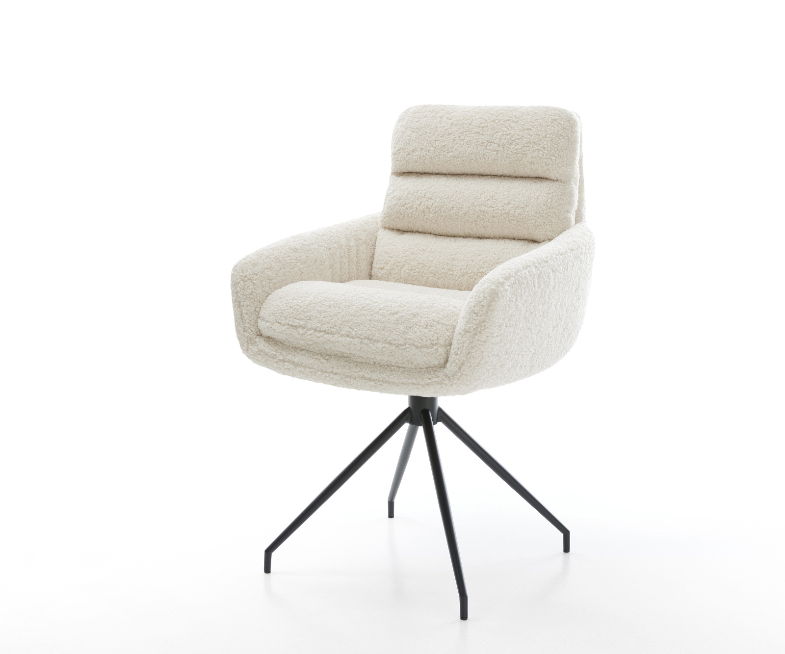 Jídelní židle Abelia-Flex s područkami plyšový manšestr béžová křížová podnož zúžená černá