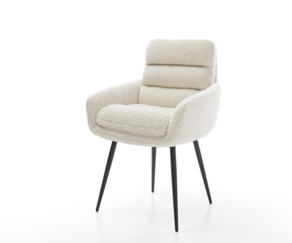 Jídelní židle Abelia-Flex s područkami plyšový manšestr béžová 4-nohá zúžená černá