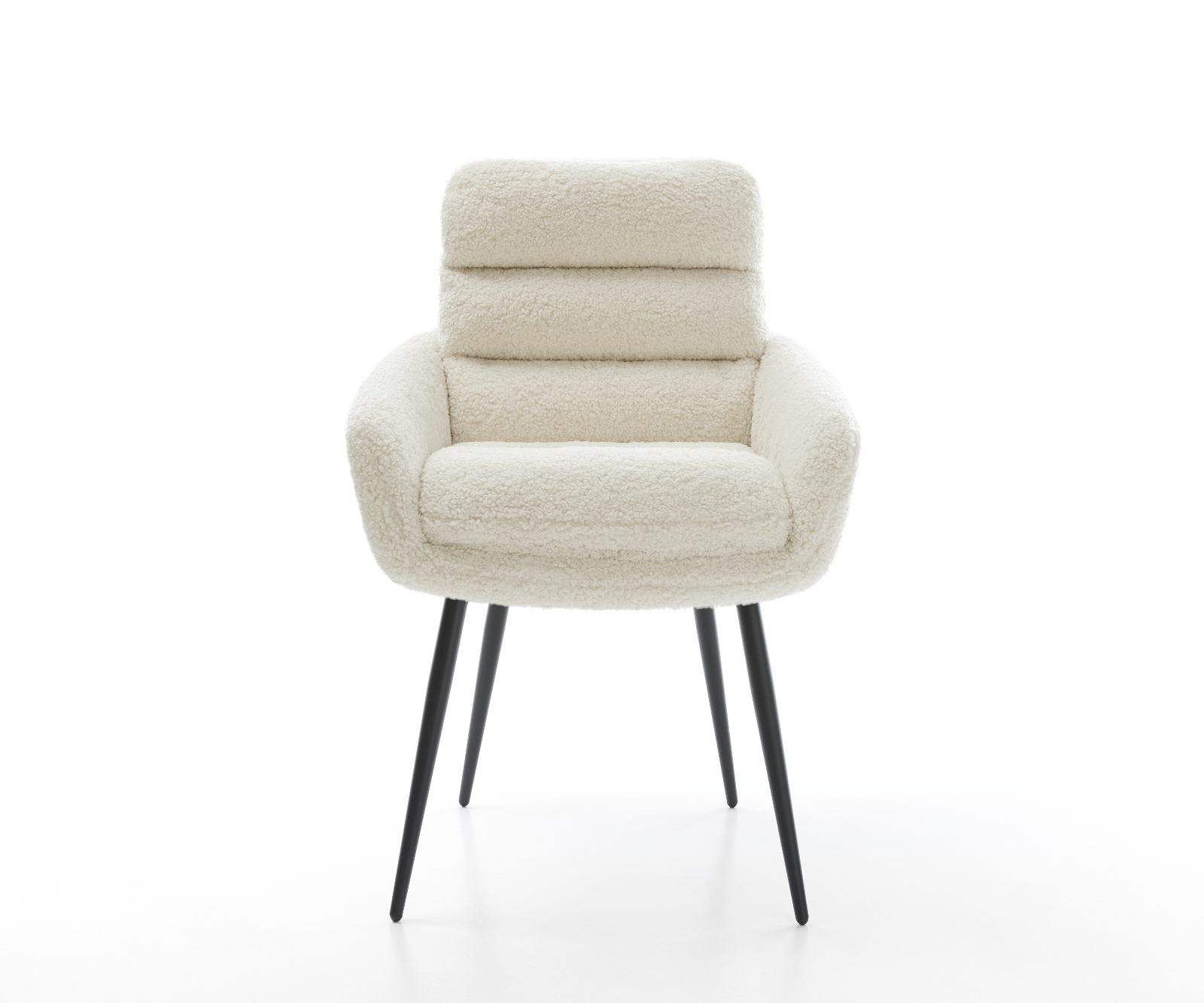 Jídelní židle Abelia-Flex s područkami plyšový manšestr béžová 4-nohá zúžená černá - Obrázek 2