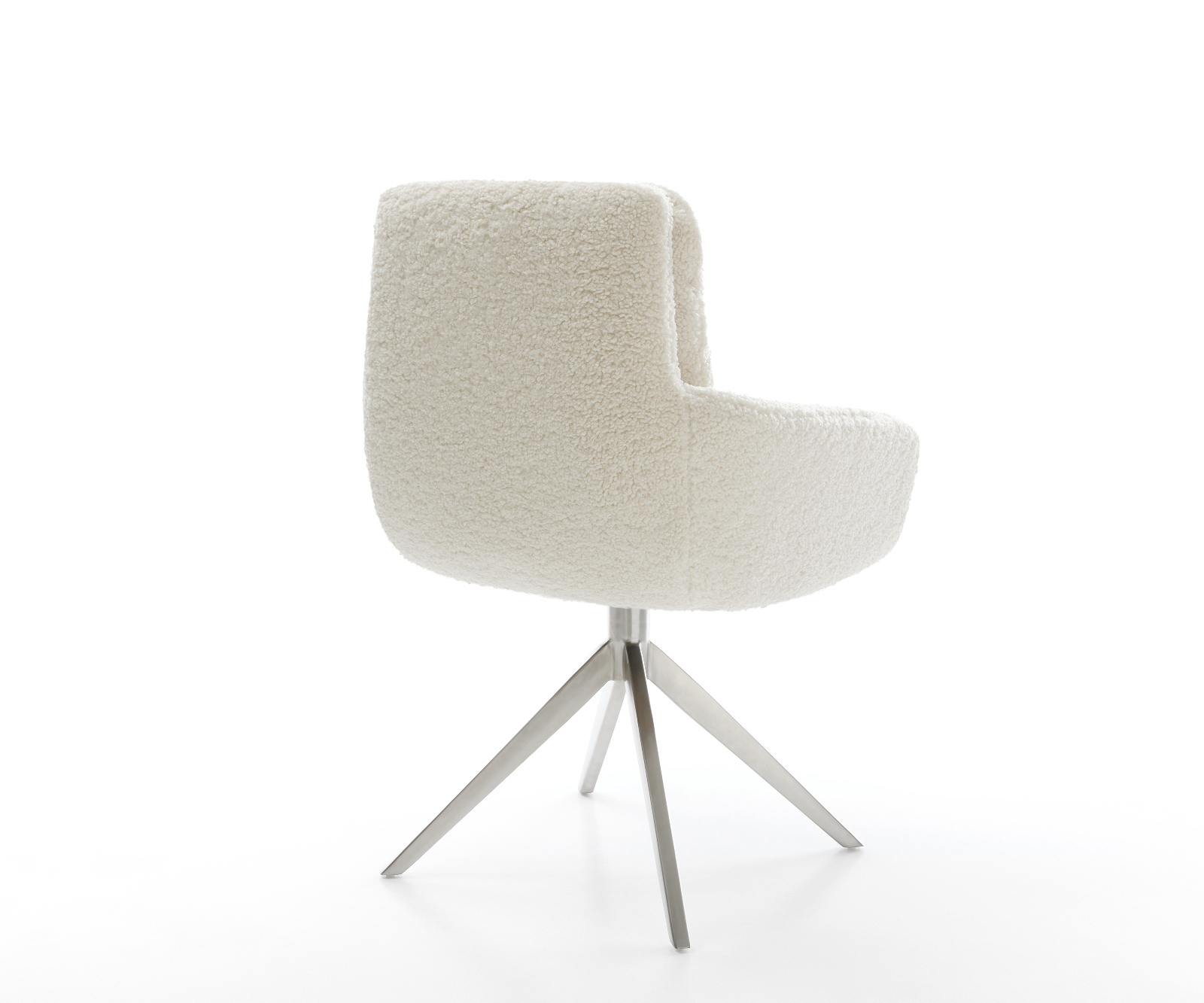 Jídelní židle Abelia-Flex s područkami teddystof béžová křížová podnož široká nerezová ocel otočný 360° houpací funkce - Obrázek 5