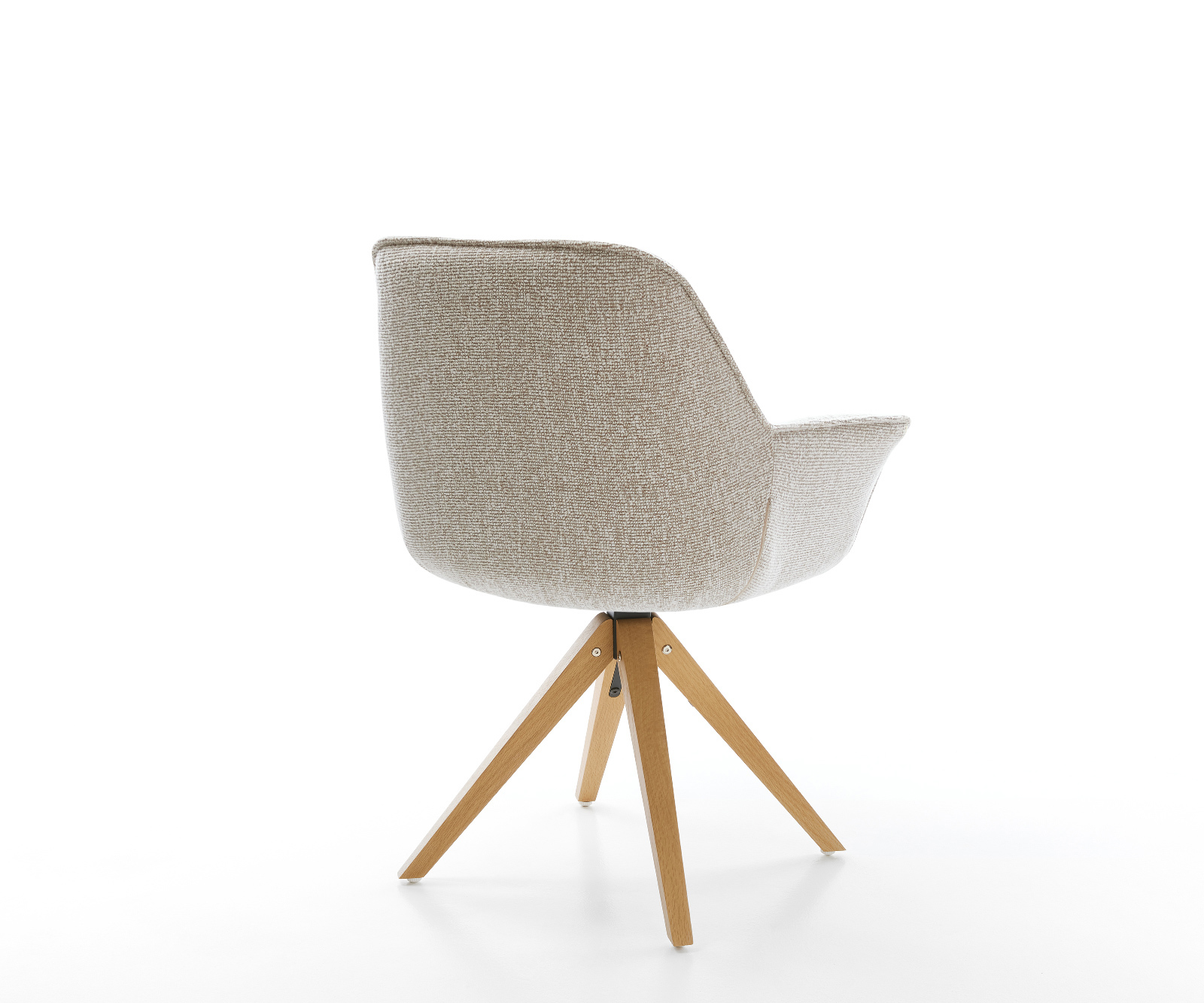 Jídelní židle Keila-Flex s područkami látka Měkký béžová dřevěná podnož hranatá přírodní 180° otočný - Obrázek 5