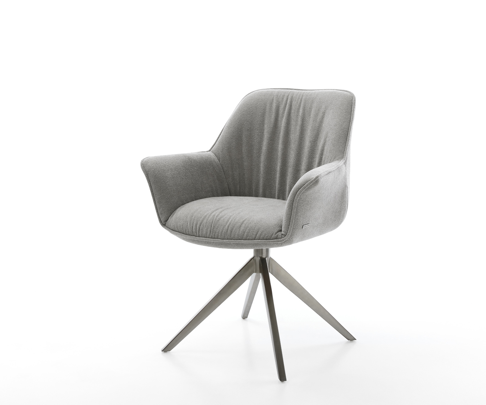 Jídelní židle Keila-Flex s područkami potahová látka Měkký šedá křížová podnož široká grafitová 360° otočný houpací funkce