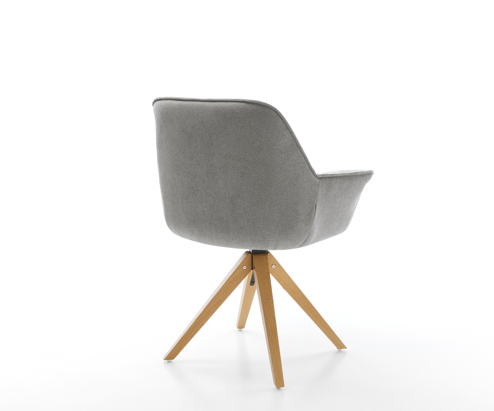 Jídelní židle Keila-Flex s područkami strukturovaná látka Měkký šedá dřevěná podnož hranatá přírodní 180° otočná - Obrázek 5