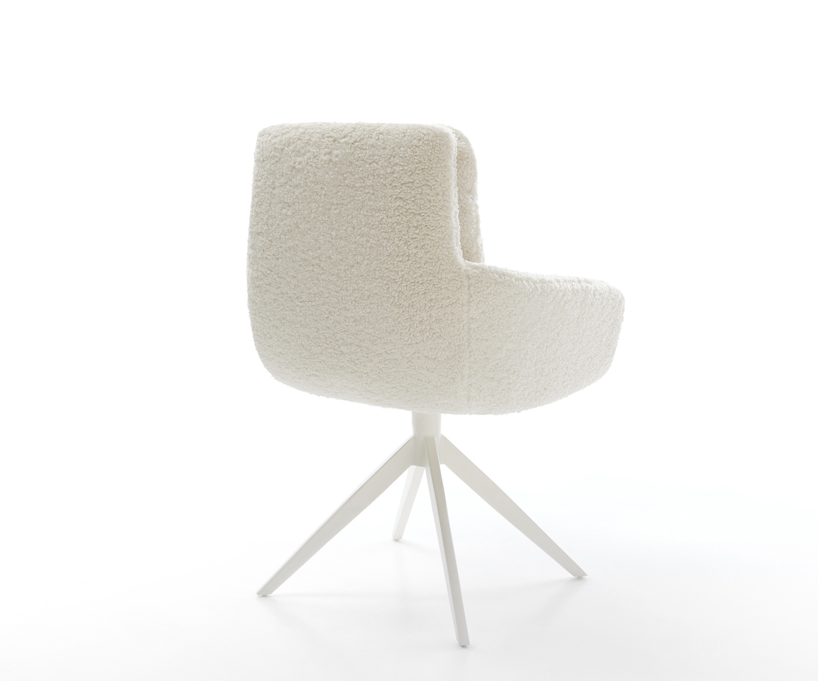 Jídelní židle Abelia-Flex s područkami teddy látka béžová křížová podnož široká bílá 360° otočný houpací funkce - Obrázek 5