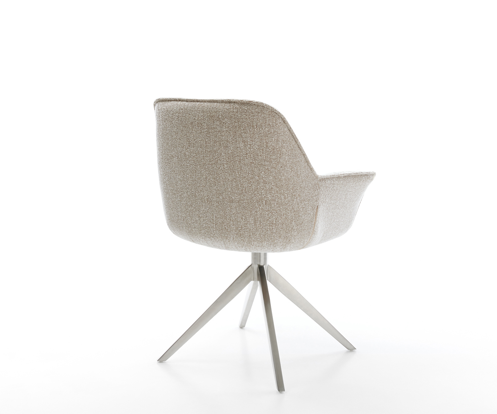 Jídelní židle Keila-Flex s područkami látka Měkký béžová křížová podnož široká nerezová ocel 360° otočný houpací funkce - Obrázek 5