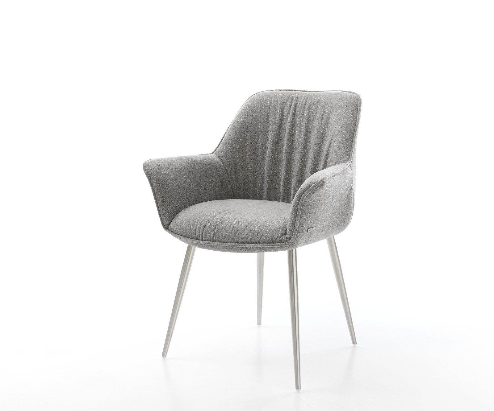 Jídelní židle Keila-Flex s područkami strukturovaná látka Měkký šedá 4-nohá zúžená nerezová ocel