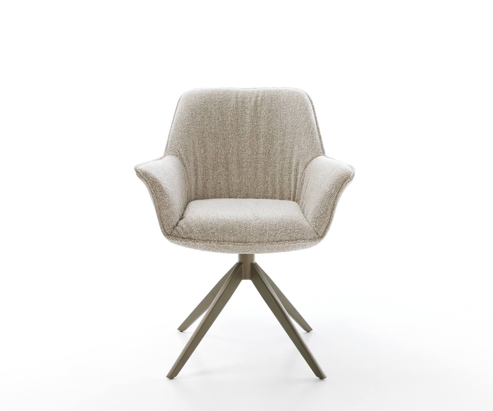 Jídelní židle Keila-Flex s područkami látka Měkký béžová široká křížová podnož Titanová barva 360° otočný houpací funkce - Obrázek 2