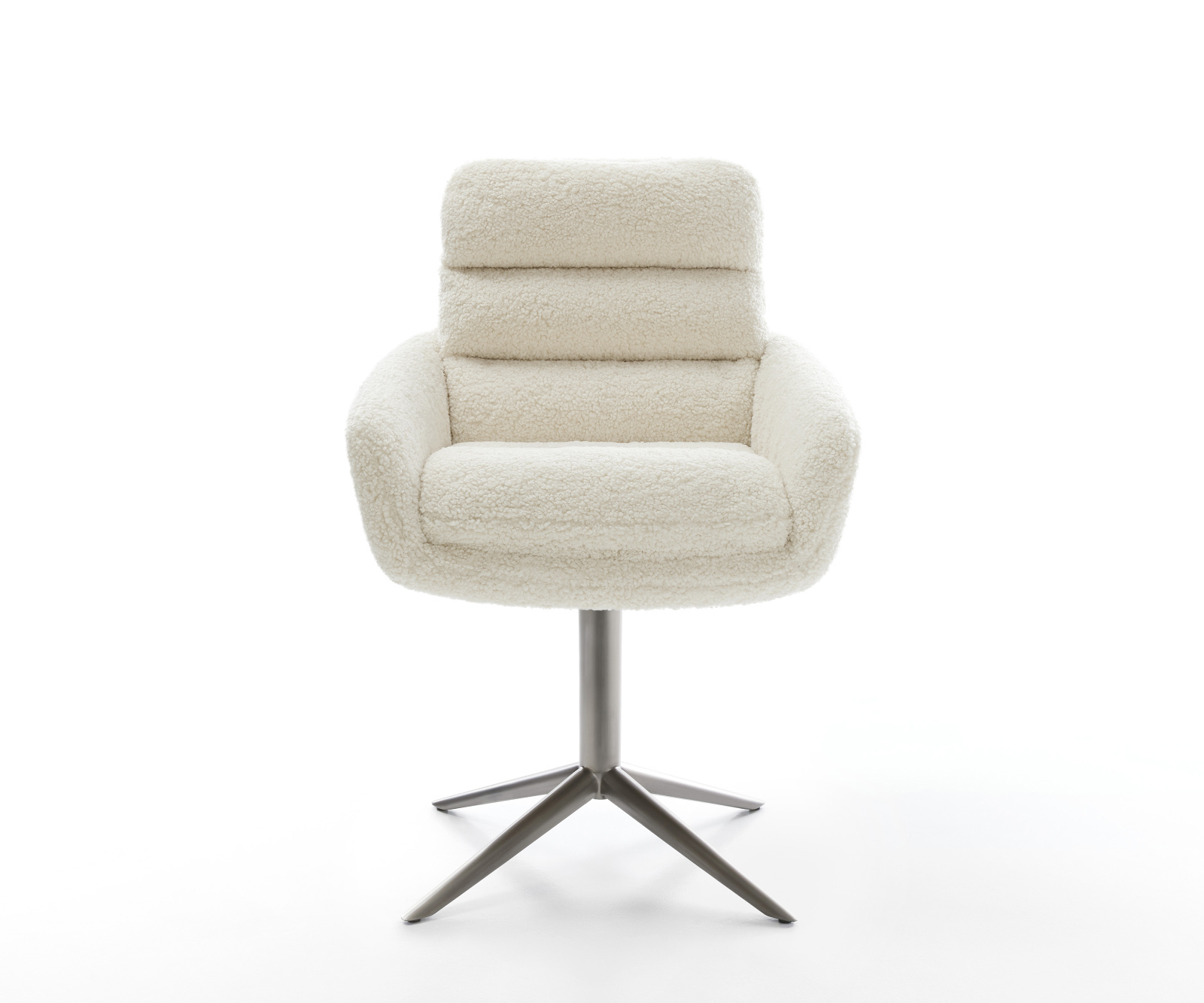 Jídelní židle Abelia-Flex s područkami plyšový manšestr béžová křížová podnož grafit 360° otočný houpací funkce - Obrázek 2