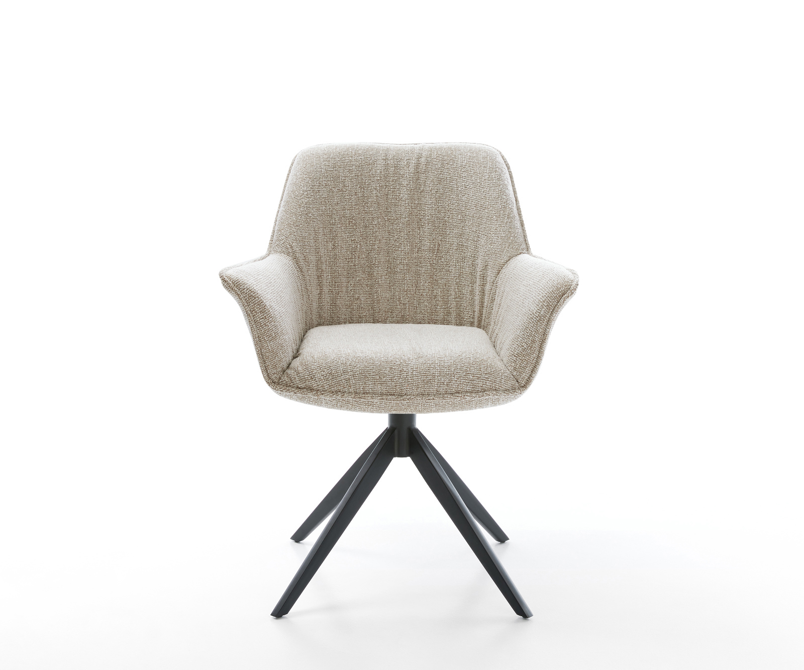 Jídelní židle Keila-Flex s područkami látka Měkký béžová křížová podnož široká černá otočný 360° houpací funkce - Obrázek 2