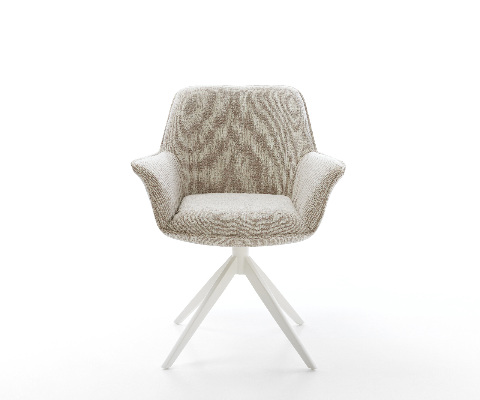 Jídelní židle Keila-Flex s područkami látka Měkký béžová křížová podnož široká bílá 360° otočný houpací funkce - Obrázek 2