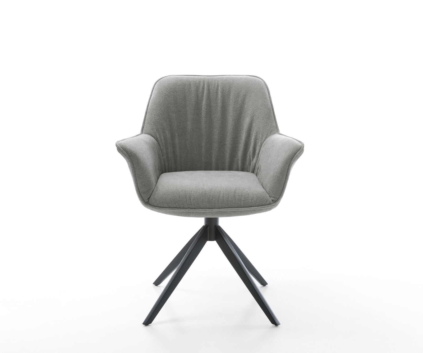 Jídelní židle Keila-Flex s područkami strukturovaná látka měkká šedá široká křížová podnož černá otočná o 360° houpací funkce - Obrázek 2