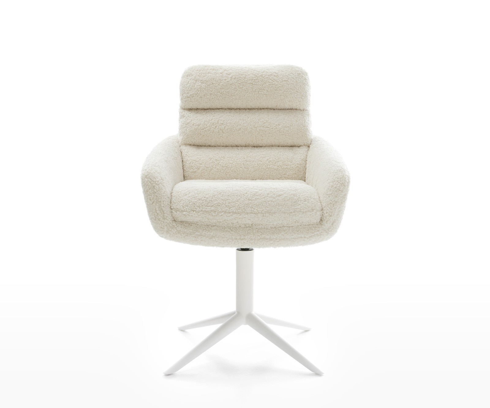 Jídelní židle Abelia-Flex s područkami plyšový manšestr béžová křížová podnož bílá 360° otočný houpací funkce - Obrázek 2