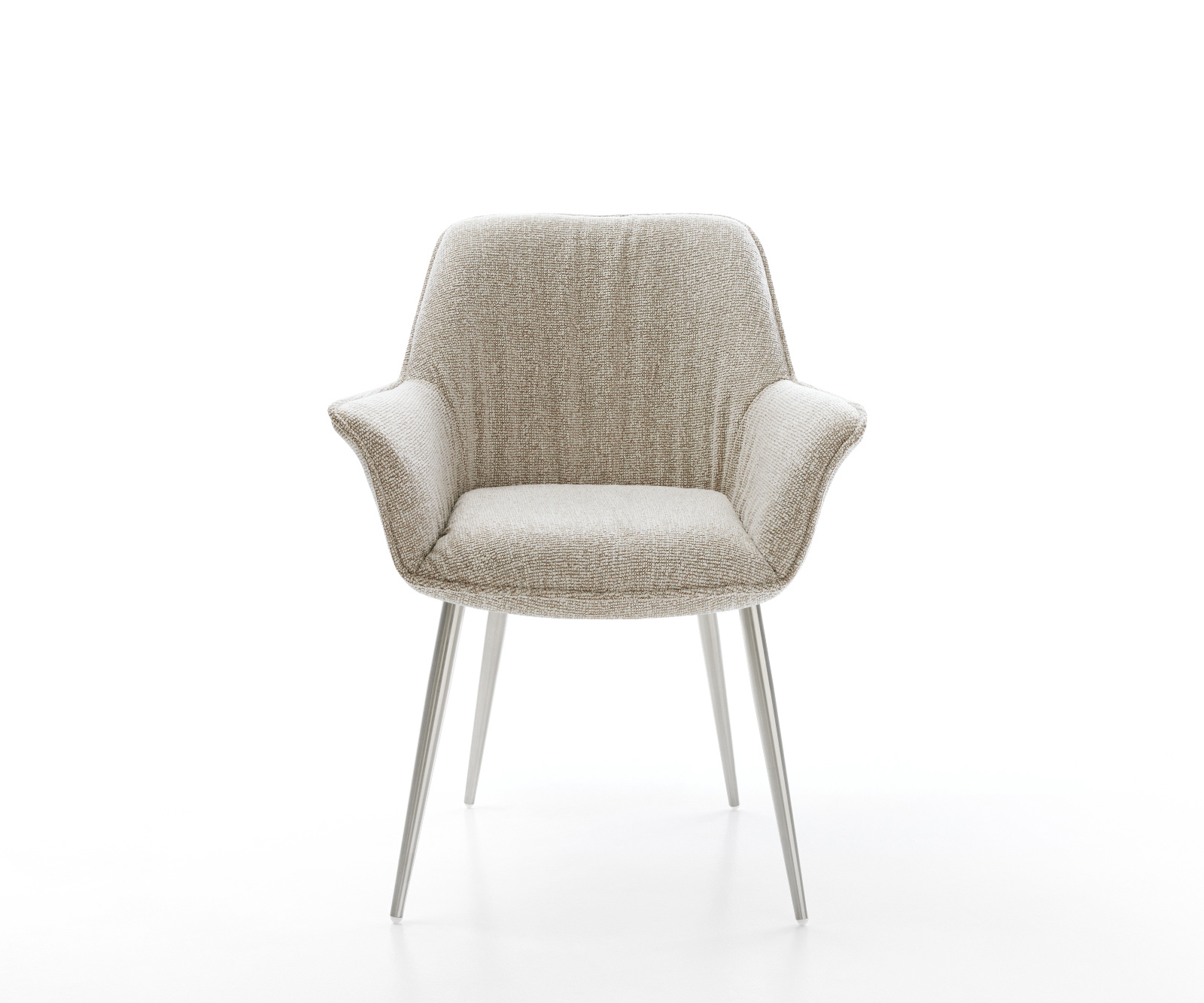 Jídelní židle Keila-Flex s područkami látka Měkký béžová 4-nohá zúžená nerezová ocel - Obrázek 2