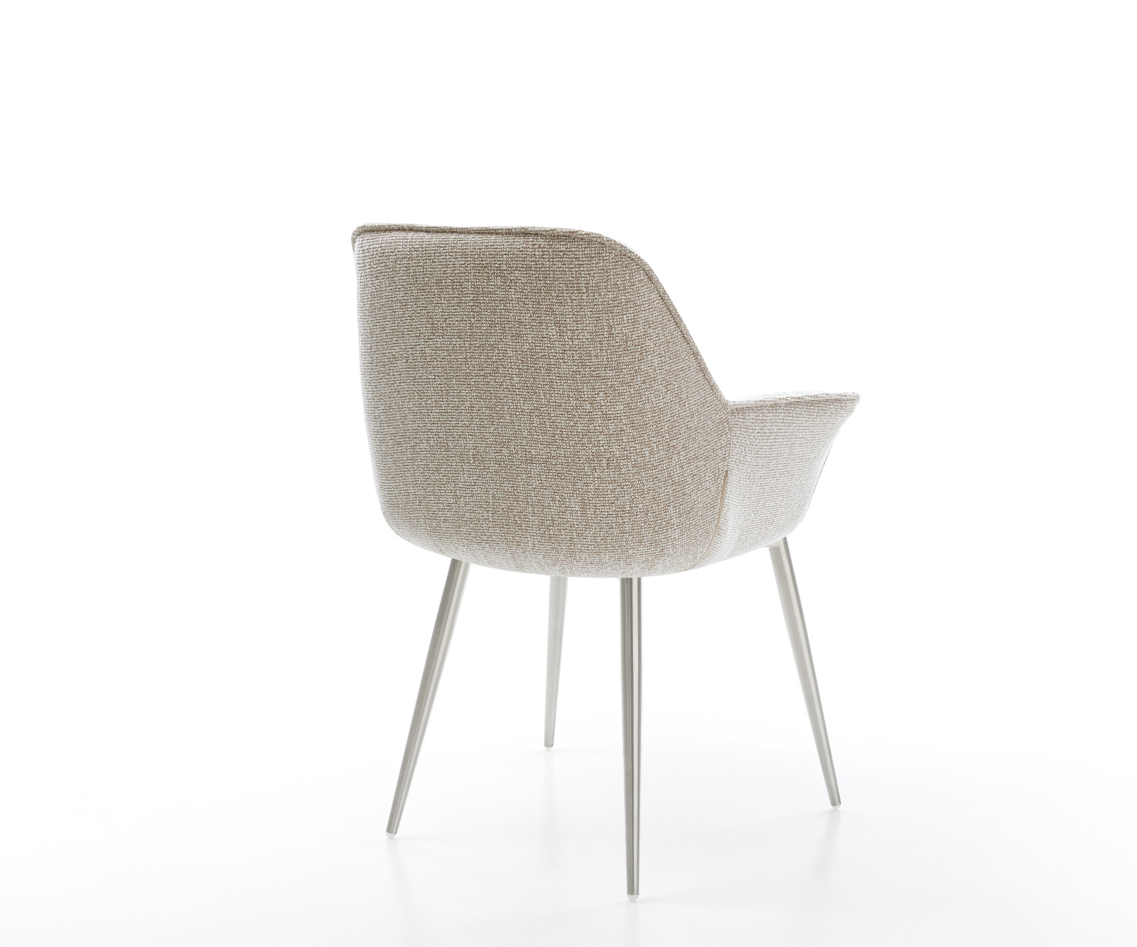 Jídelní židle Keila-Flex s područkami látka Měkký béžová 4-nohá zúžená nerezová ocel - Obrázek 5