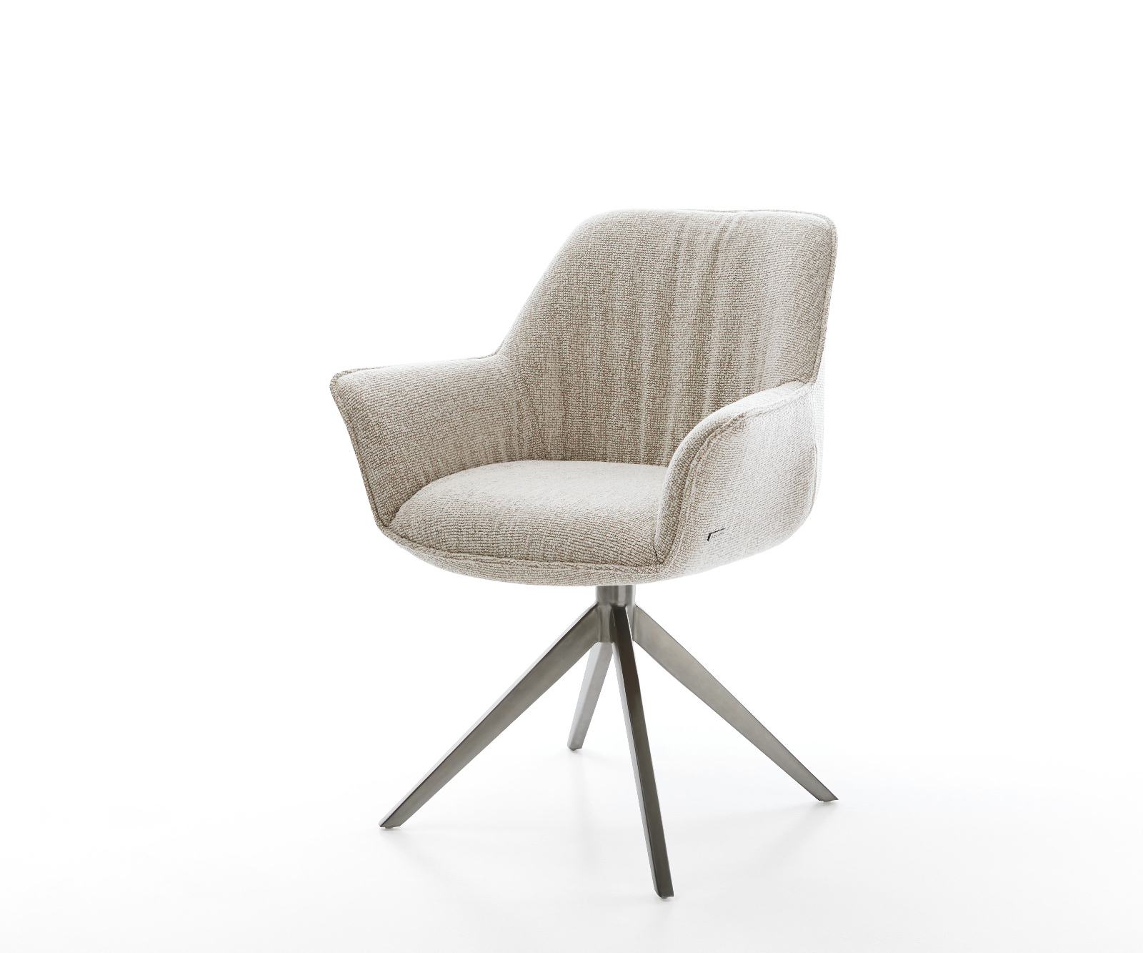 Jídelní židle Keila-Flex s područkami látka Měkký béžová křížová podnož široká grafitová 360° otočná houpací funkce