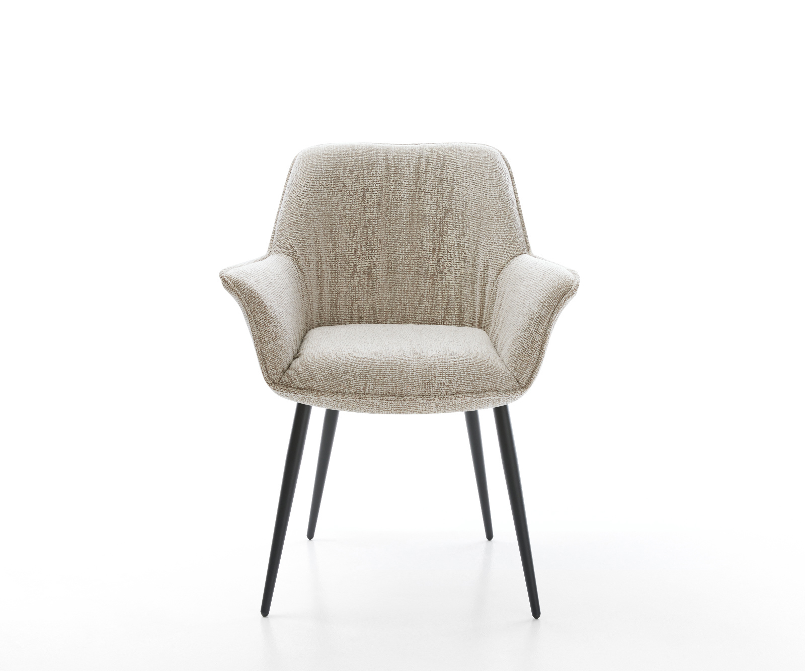 Jídelní židle Keila-Flex s područkami tkanina Měkký béžová 4-nohá zúžená černá - Obrázek 2