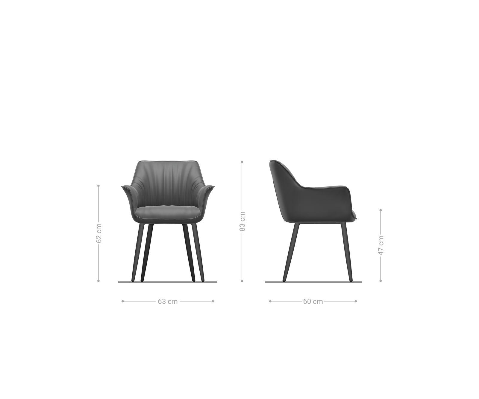 Jídelní židle Keila-Flex s područkami tkanina Měkký béžová 4-nohá zúžená černá - Obrázek 6