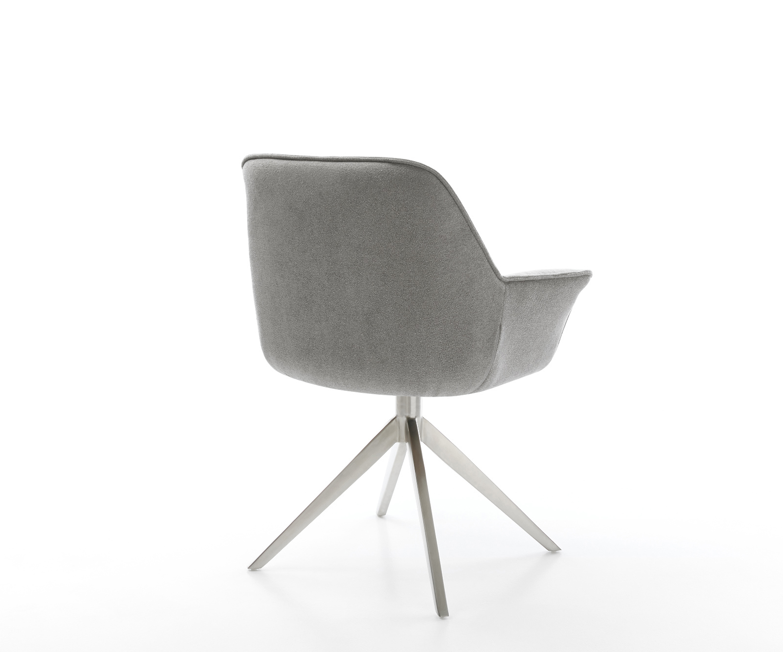 Jídelní židle Keila-Flex s područkami potahová látka Měkký šedá křížová podnož široká nerezová ocel 360° otočný houpací funkce - Obrázek 5