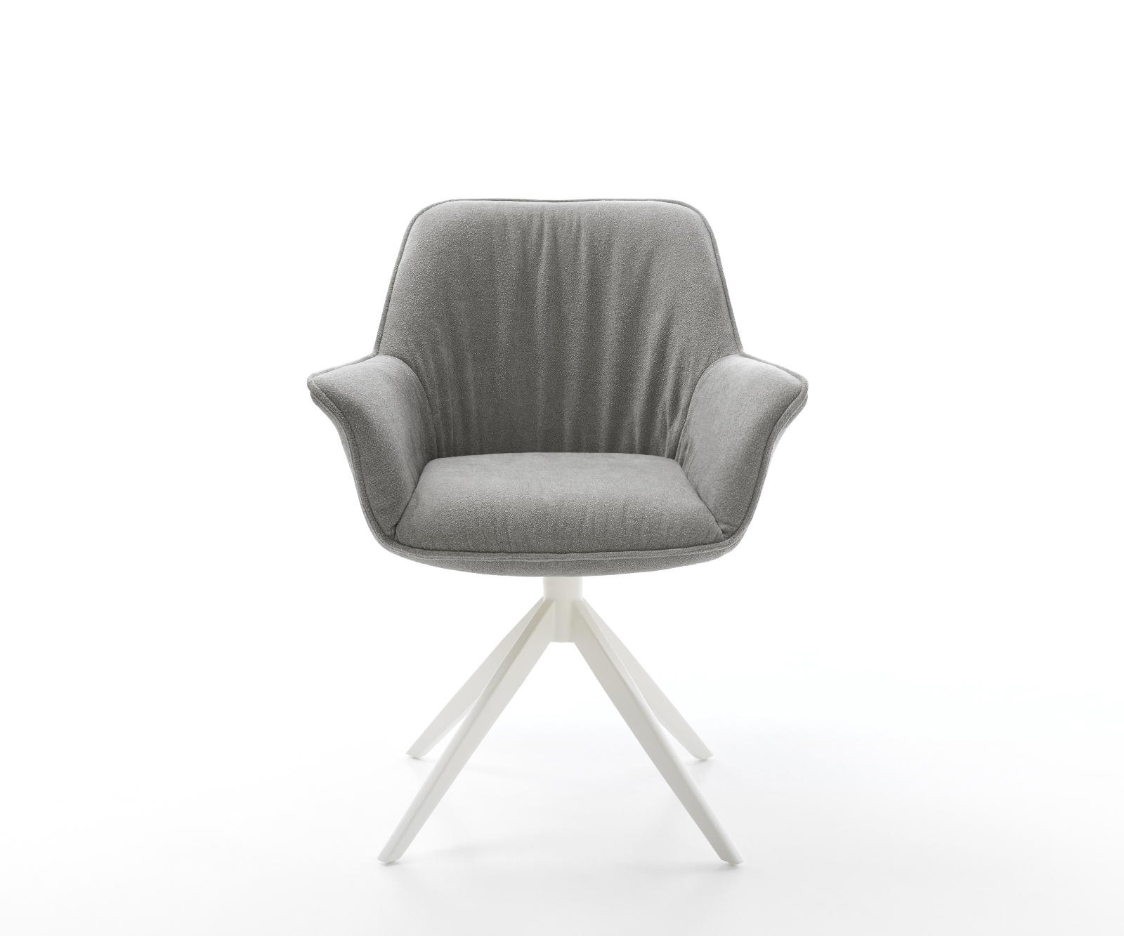 Jídelní židle Keila-Flex s područkami potahová látka Měkký šedá křížová podnož široká bílá 360° otočný houpací funkce - Obrázek 2