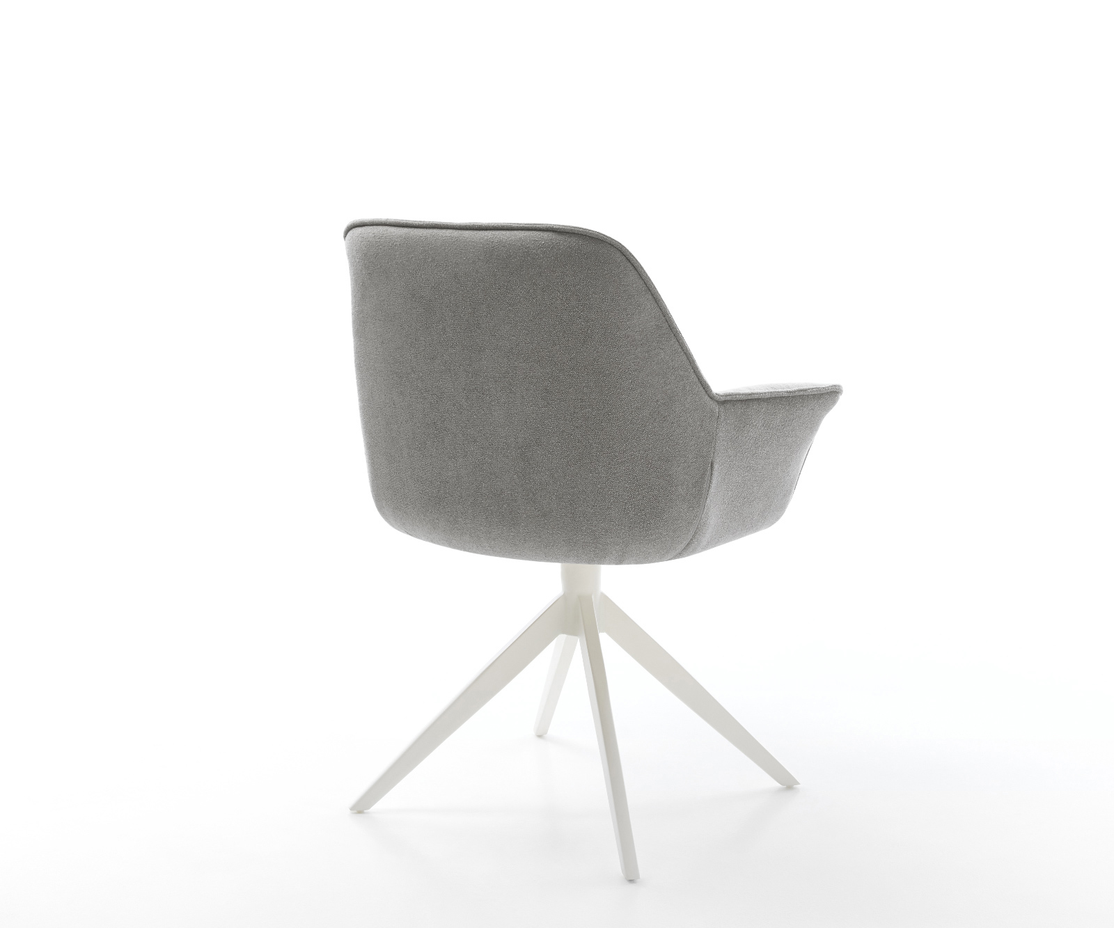 Jídelní židle Keila-Flex s područkami potahová látka Měkký šedá křížová podnož široká bílá 360° otočný houpací funkce - Obrázek 5