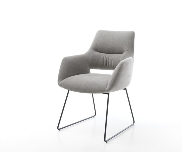 Jídelní židle Yago-Flex s područkami potahová látka Měkký šedá tenká podnož černá taštičkové pružiny