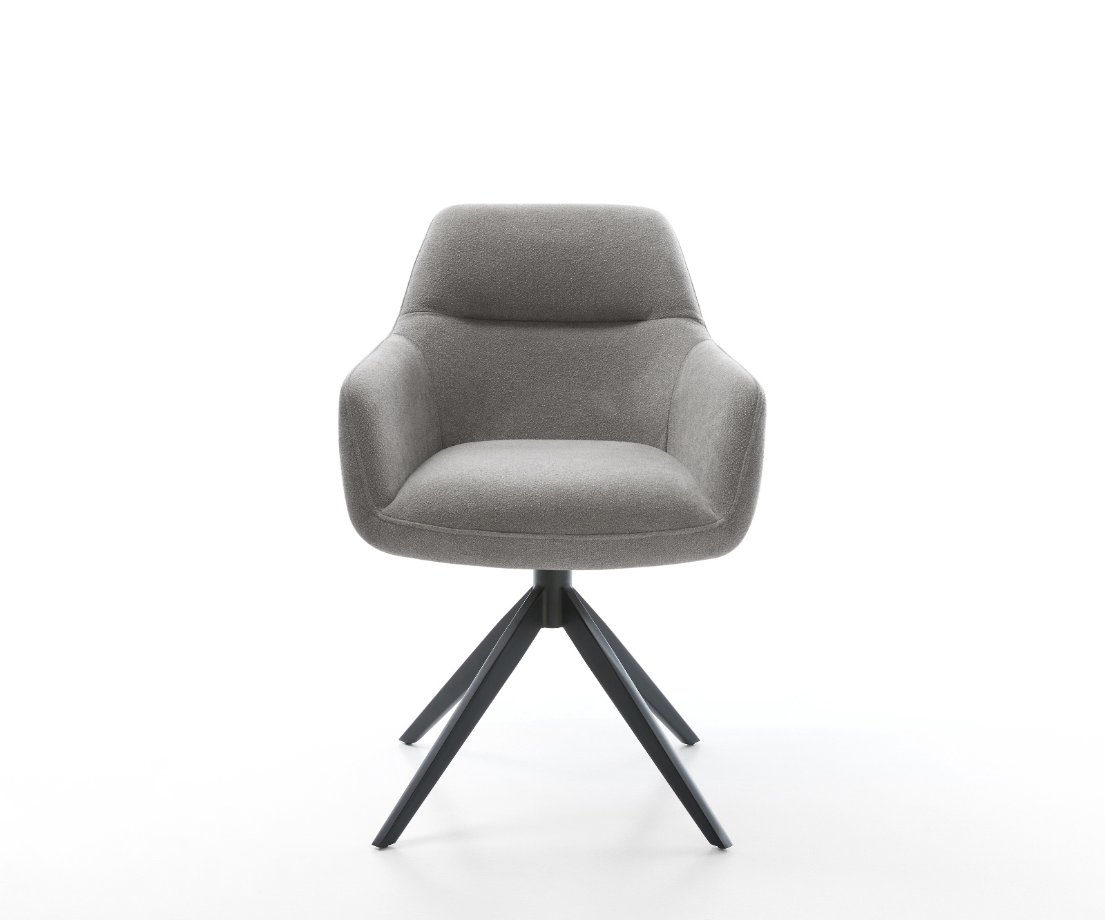 Jídelní židle Pejo-Flex strukturovaná látka Měkký šedá křížová podnož široká černá 360° otočný houpací funkce taštičkové pružiny - Obrázek 2