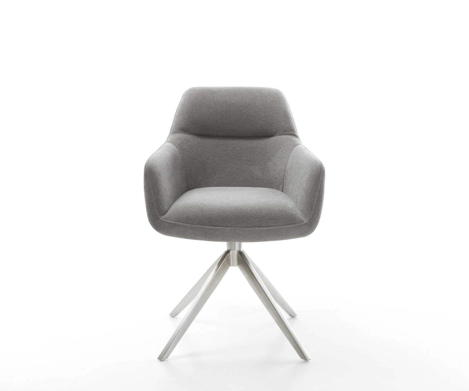 Jídelní židle Pejo-Flex strukturovaná látka Měkký šedá křížová podnož široká nerezová ocel 360° otočný houpací funkce taštičkové pružiny - Obrázek 2